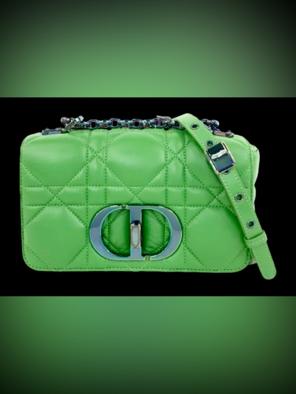 Dior Green Quilted Crossbody Bag with CD Logo